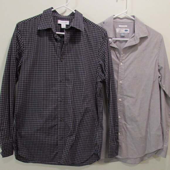 Calvin Klein/Old Navy Men's Dress Shirts Grays Checkered Both Small - Picture 2 of 16